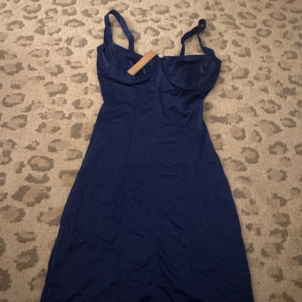 Skims Women’s Navy Blue Slip Dress with Adjustable Straps